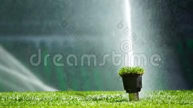 足球或足球场灌溉系统的自动浇草..
